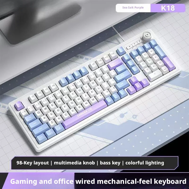Gaming Keyboard No Noise - Tastiera Cablata 98 Tasti con Illuminazione