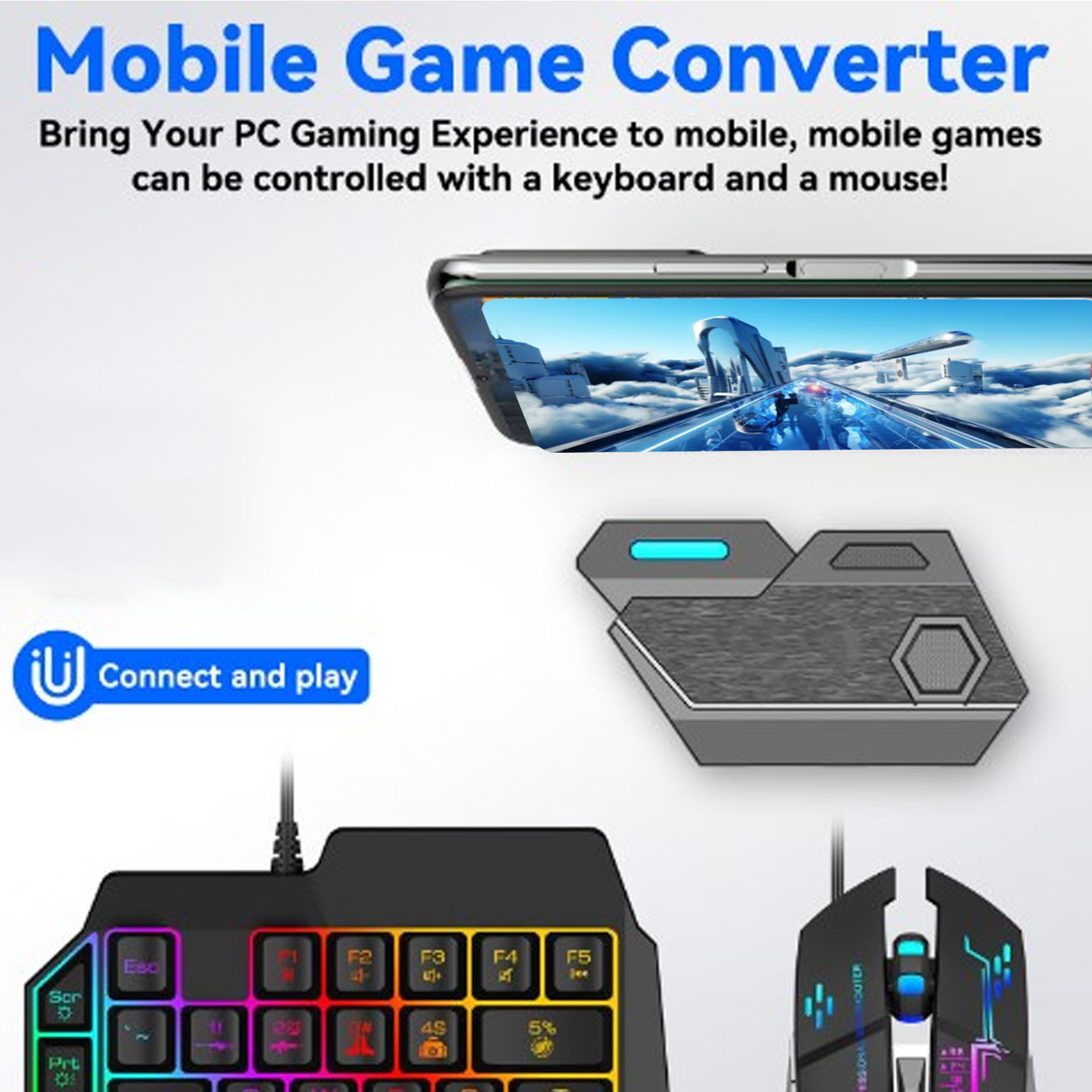Gaming Keyboard And Mouse Mobile - Pacchetto combinato per giochi per dispositivi