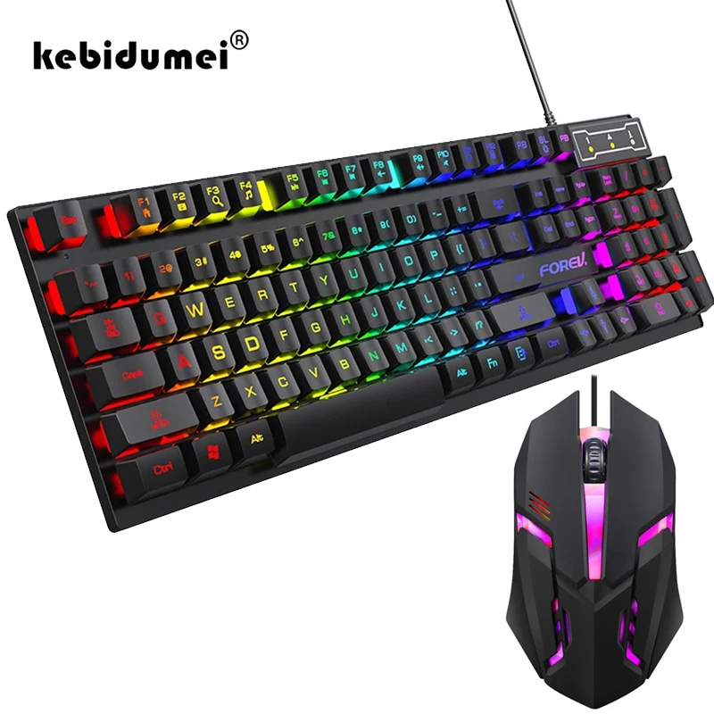 Gaming Keyboard Mouse And Headset Combo - Tastiera meccanica retroilluminata a 104 tasti,