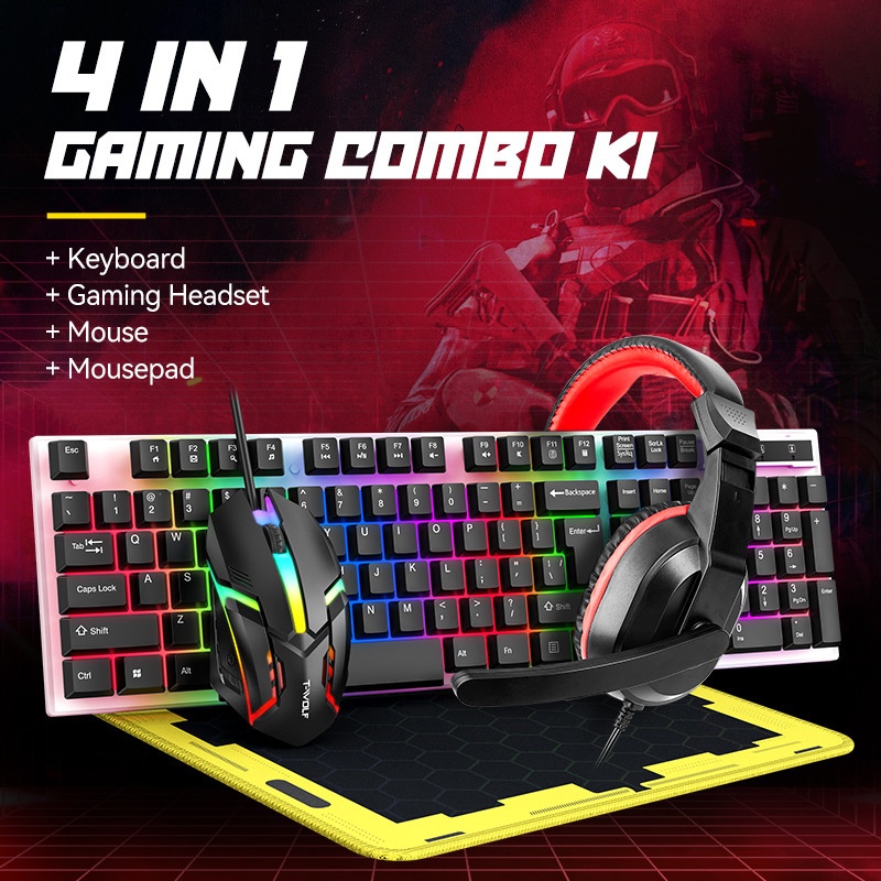T-Wolf Tf240 4 in 1 Combo Gami - Gaming Keyboard Mouse And Headset Combo recensione e prezzo