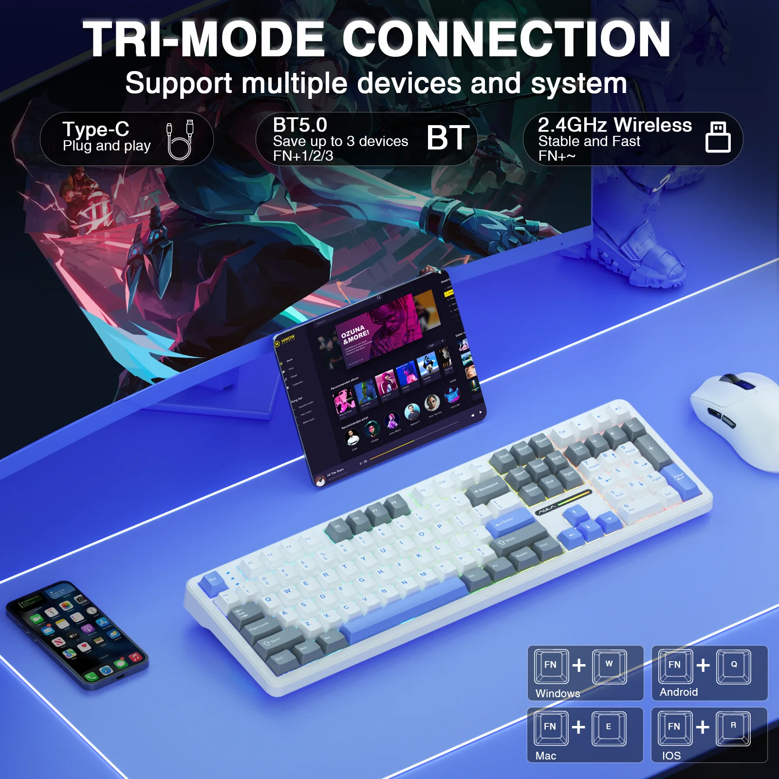 Tastiera wireless AULA F108 In - Gaming Keyboard No Noise recensione e prezzo